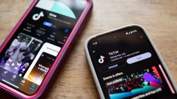 TikTok is seen in the app stores of an iPhone and Google Pixel on January 8, 2025.