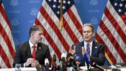 gettyimages-2214095237 US Treasury Secretary Scott Bessent (R) and US Trade Representative Jamieson Greer hold a news conference in Geneve on May 12, 2025, to give details of "substantial progress" following a two-day closed-door meeting between US and China top officials aimed at ending a devastating tariff war. (Photo by Fabrice COFFRINI / AFP) (Photo by FABRICE COFFRINI/AFP via Getty Images)